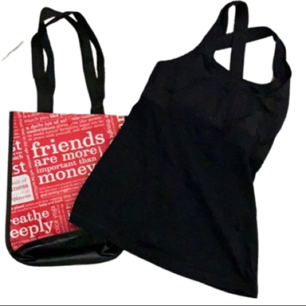 LULULEMON TOP BLACK, SZ 6 FREE SMALL RED LULU BAG - Picture 1 of 9
